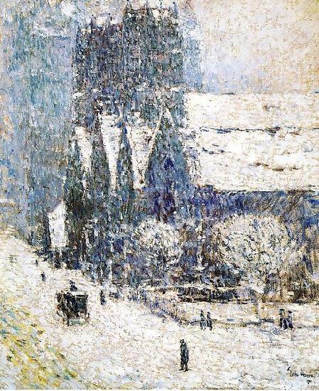 Childe Hassam Painting, oil on canvas, of Calvary Church France oil painting art